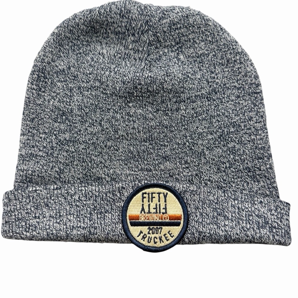 Fifty Fifty Brewing Co Trucker Gray Knit Beanie Hat‎ Winter Ski Cap One Size